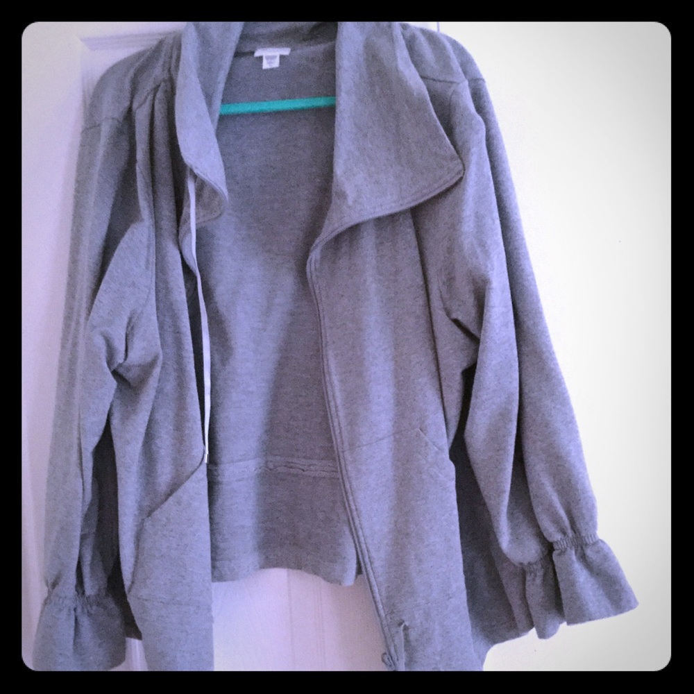 Kate Hill Grey Long Sleeve Zip Front Jacket
